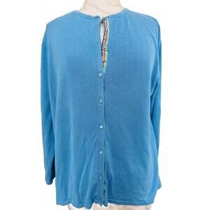 August Silk 70% SILK Light Blue Button-up Long Sleeve Cardigan Sweater-Size 1X